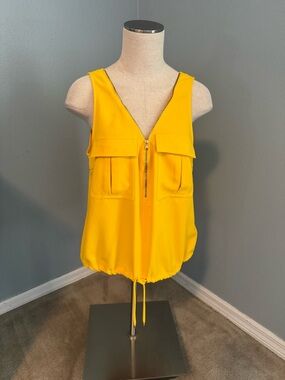 Trina Turk Karmandy Zip-Front Drawstring  Blouse (Buttercup)